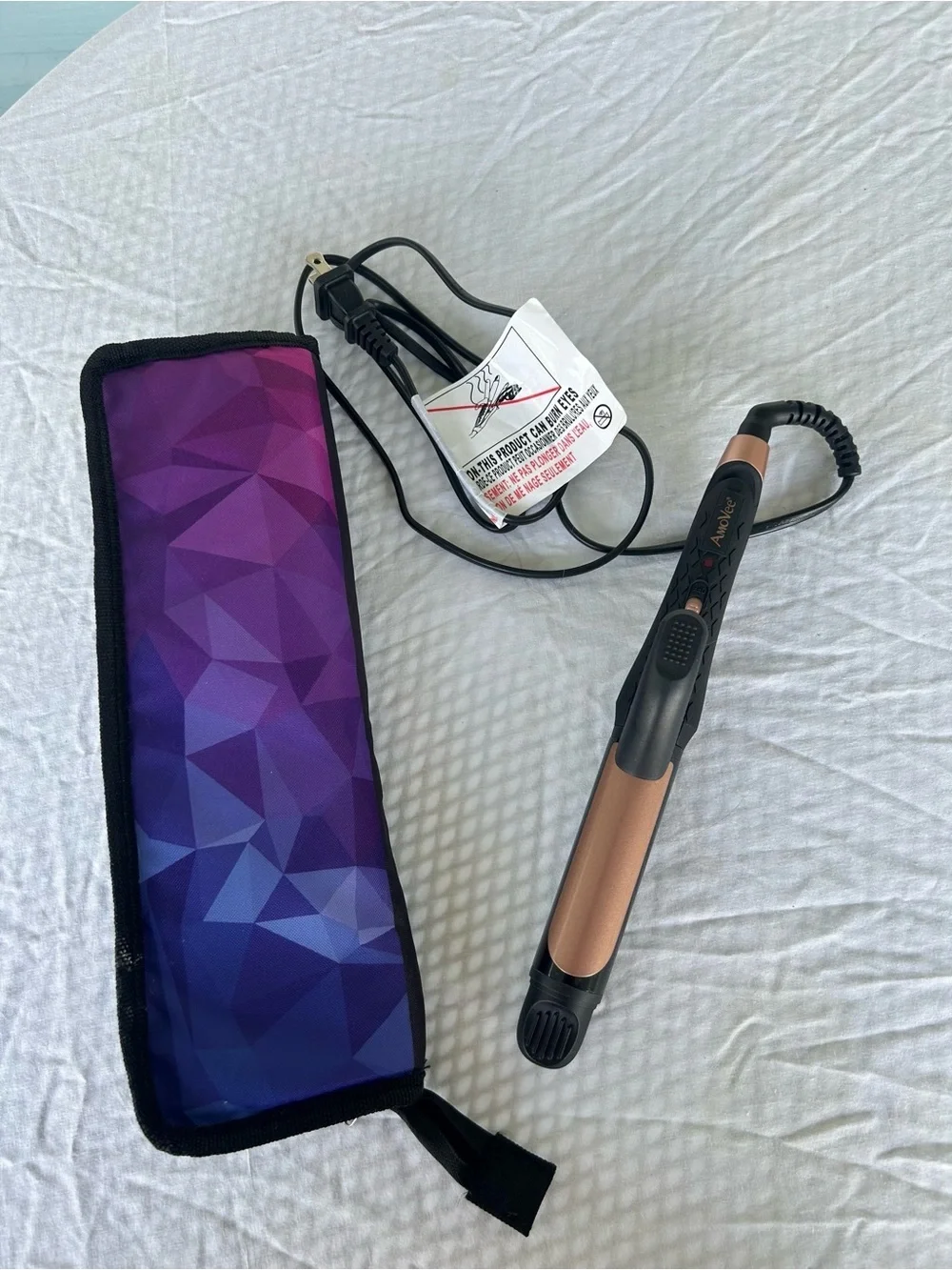 AmoVee 2 in 1 Travel Flat Iron Ceramic Tourmaline Curling Iron Hair Straightener